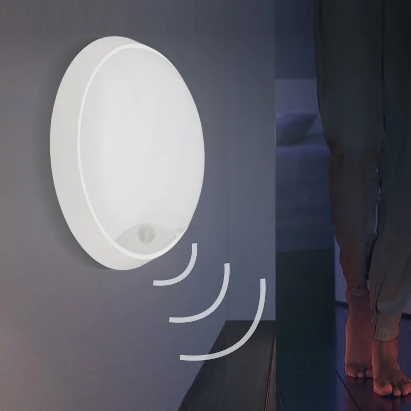 Human Motion Sensor Circular IP65 Waterproof Wall Lamp, Modern Outdoor Balcony, Staircase, Courtyard LED Ceiling Light