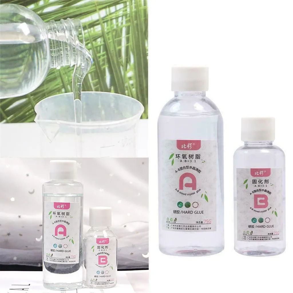غير محدد شفافة الراتنج الايبوكسي عالية اللصق 3: 1 A & b كريستال الغراء صنع المجوهرات 100 مللي اكسسوارات أداة مختلط واضح #1
