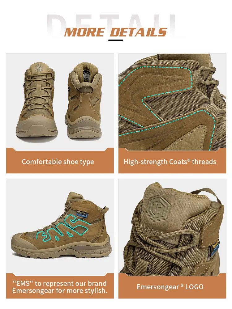 Emersongear Blue Label „Walker“ Taktische Stiefel Combat Airsoft Jagdschuhe Camping Outdoor Wandern Sporttraining Wildleder EU-Größe – Detail 8