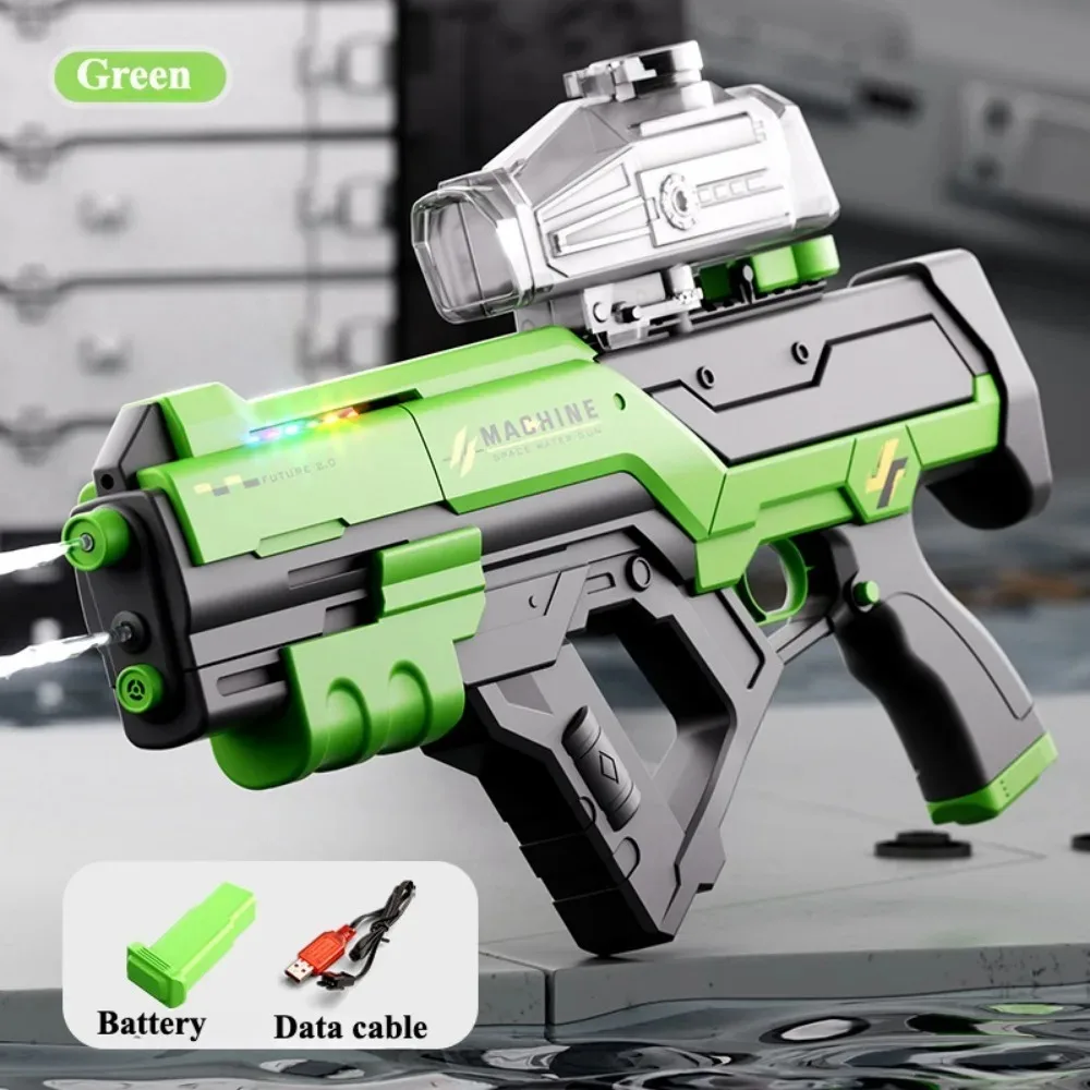Electric Water Gun Toy with LED Light Long Range Shooting Water Games Summer Outdoor Beach Pool Play Toy Holiday Gift