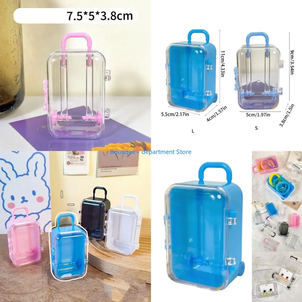 E1PD Small Trunk Suitcase for Dolls Clothes Accessories 18Inch Dolls Girl Toy Miniature Dollhouses Decors Mini Roller Travel