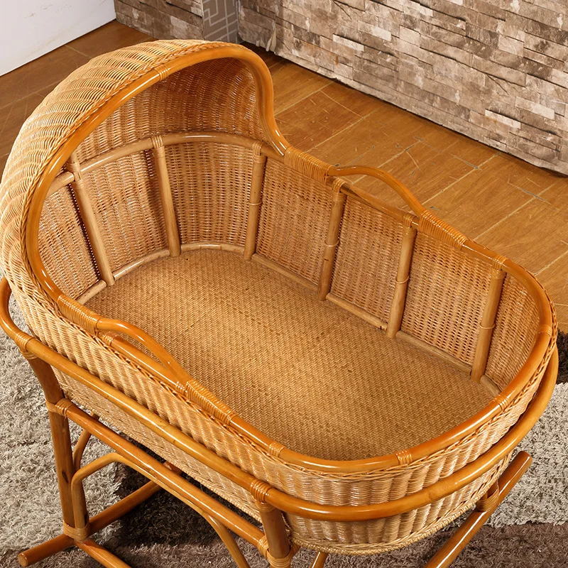 Rattan baby shaker, handmade cradle, solid wood children's bed,bassinet bed, rocker nest, shaker