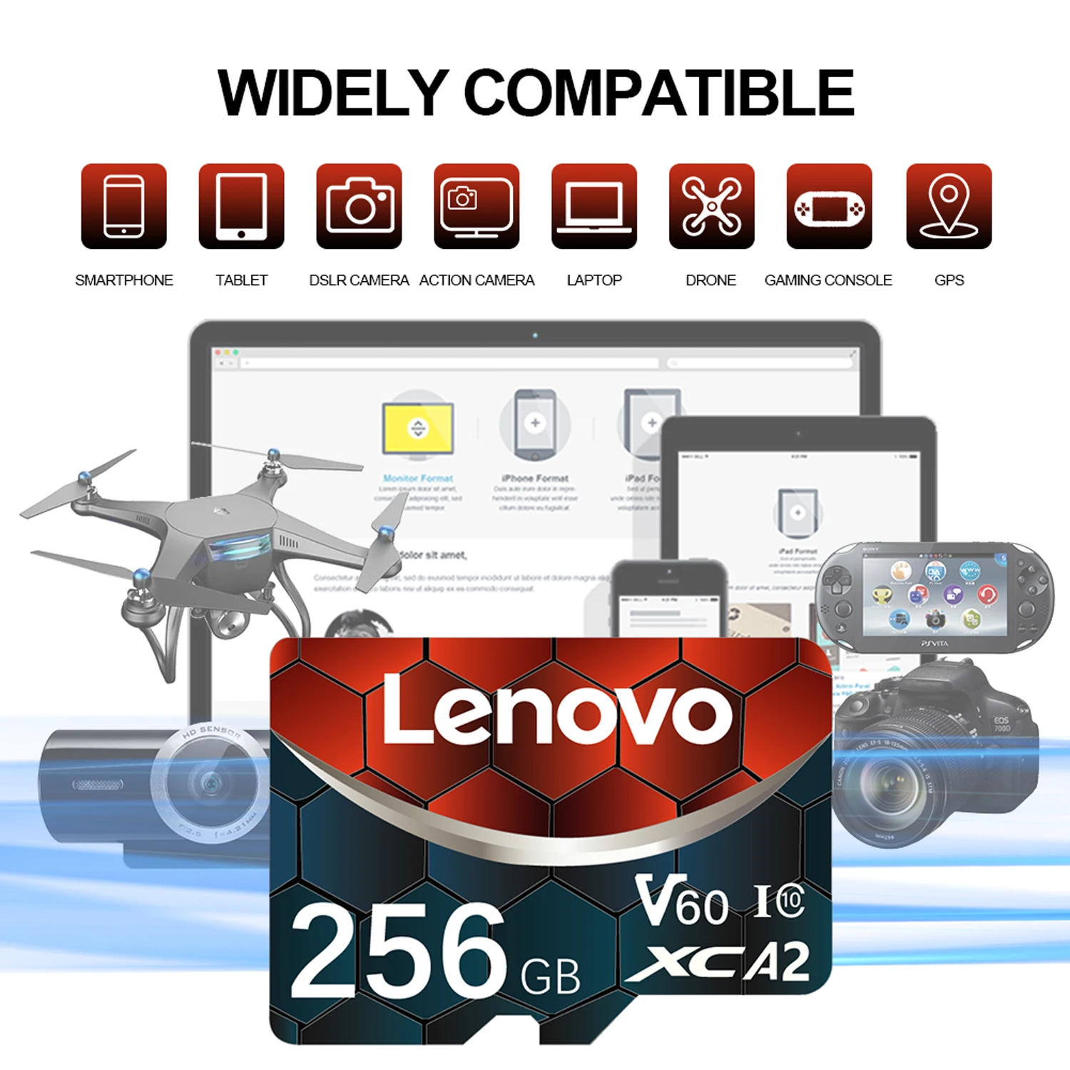 Lenovo Micro SD Memory Card High Speed 512GB Flash Card Full HD Video SD Card 64GB 128GB 256GB For Cameras Phones Drones