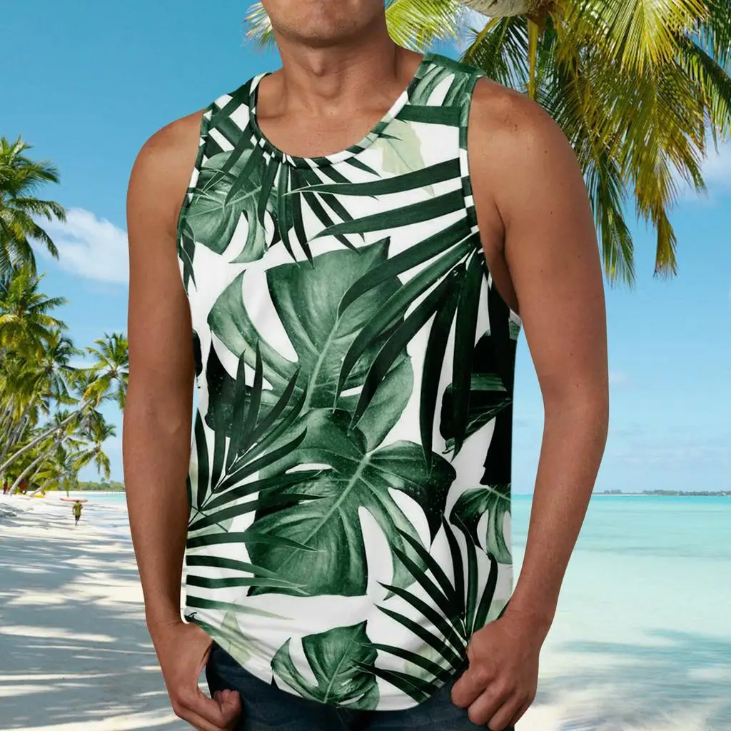 New Hawaiian Style Men's Tank Top Summer Daily Casual Men's Sleeveless T-Shirt Beach Holiday Beach Party Men's Casual Tops