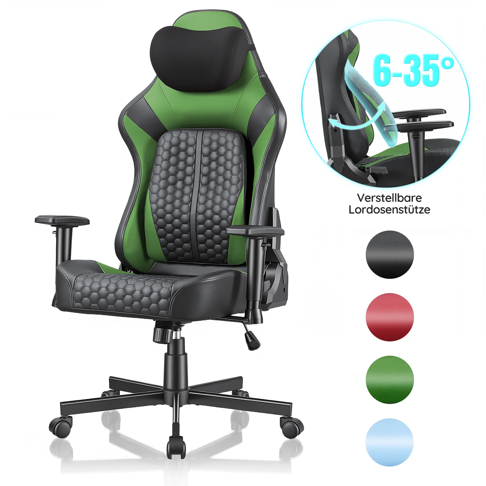 HOMALL Chaise de jeu ergonomique, coussin de siège plus large et plus profond, chaise inclinable pour le bureau, coussin lombaire réglable, accoudoirs 2D, chaise d'ordinateur pour la maison