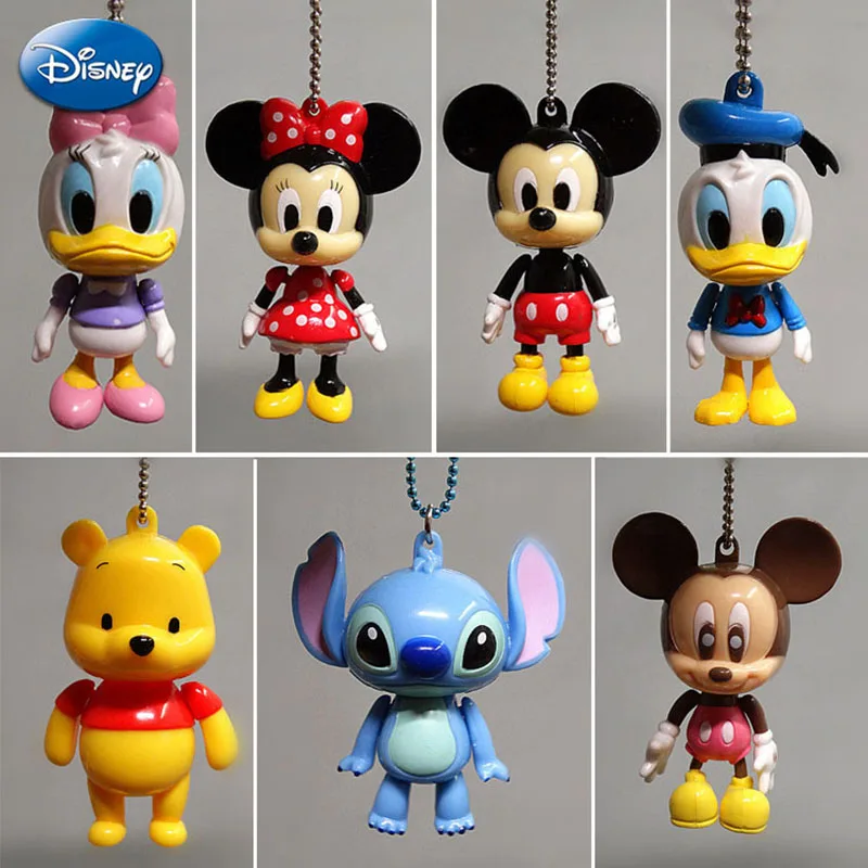 Disney Mickey Minnie Kawai Keychain Action Figure Stitch Charms Keychain Bag Car Key Chain Keyring Pendant Party DIY Decorations