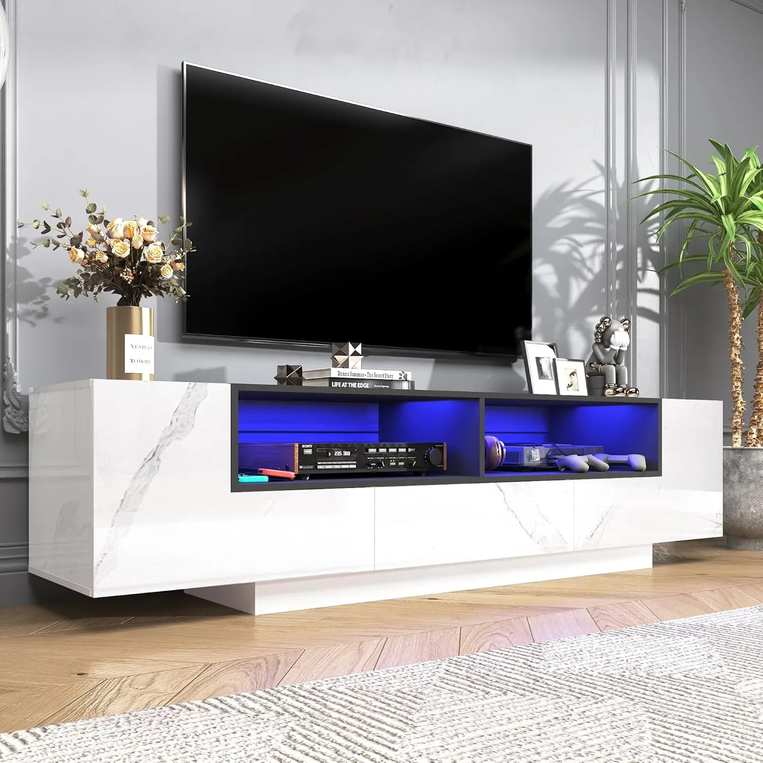 70inch LED TV Stand for 80/75 inch TV,Modern TV Stand for Living Room