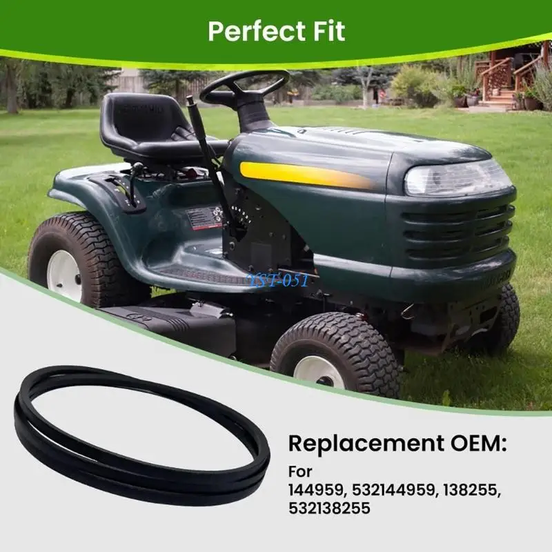 E15A Deck Replacement Belt Set, Black V-Belts for Routine Lawn Mower Service