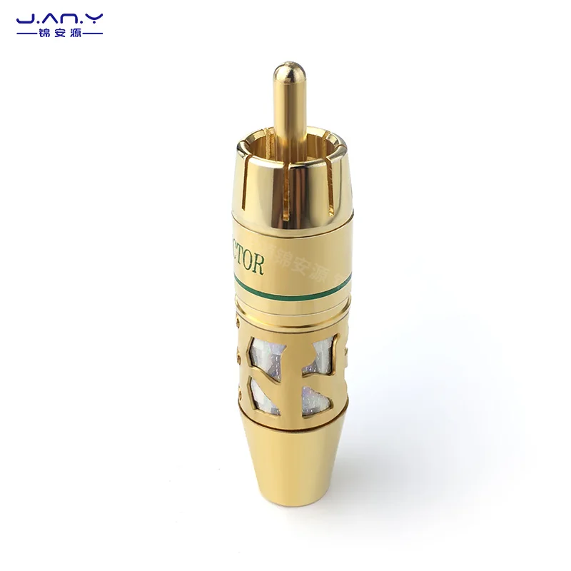 Cabeza de loto RCA soldada de alta calidad, Conector de señal coaxial de audio y vídeo macho, autoapretado, chapado en cobre, flor de ciruelo AV