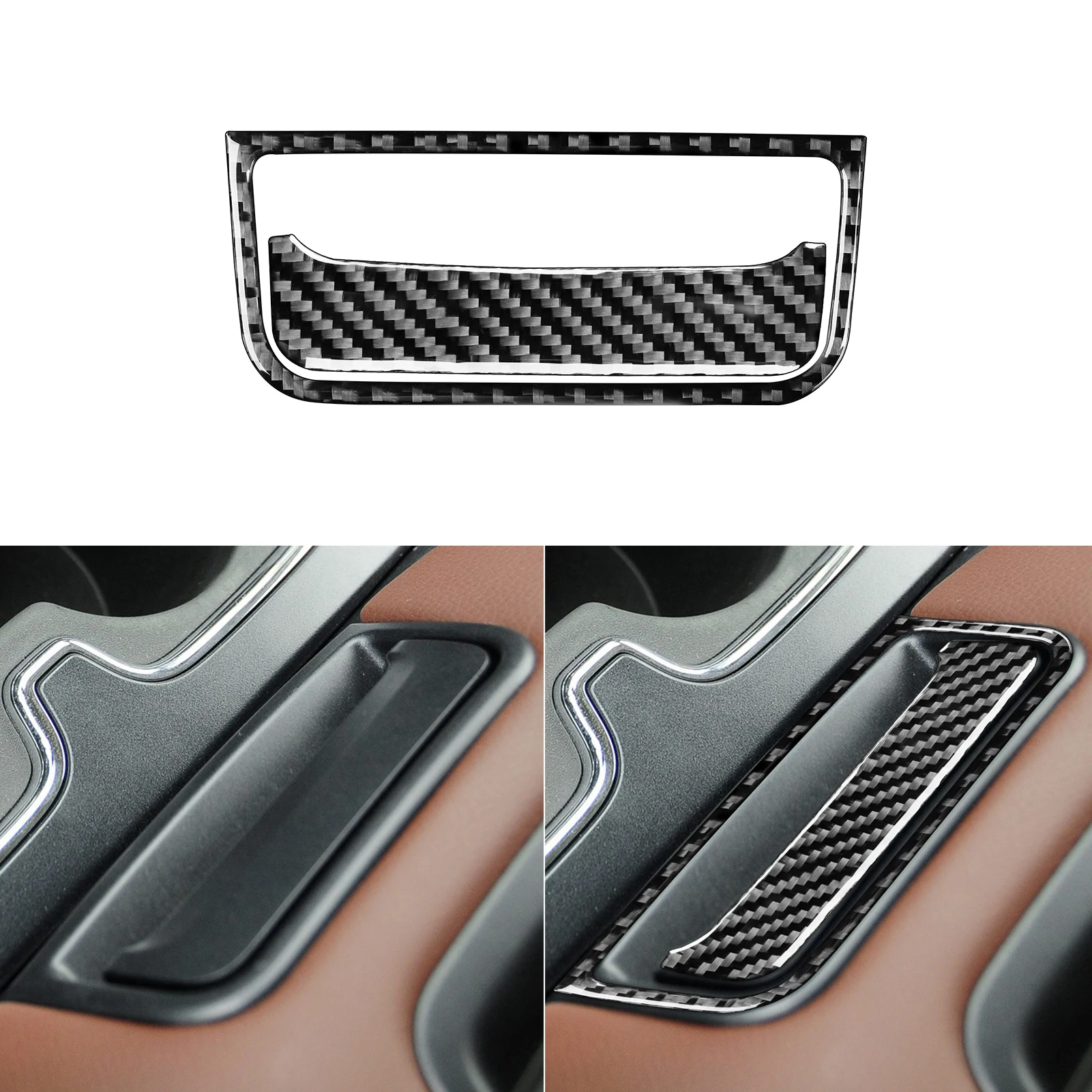 Para Chevrolet Silverado 1500 GMC Sierra 1500 2014-18 caja de reposabrazos de fibra de carbono cubierta de Panel de manija pegatina Interior de grano de madera de coche
