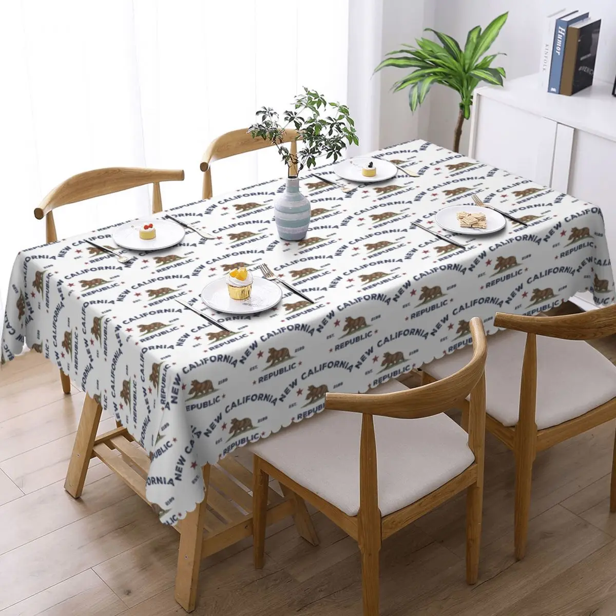 New California Republic NCR Custom Rectangular Tablecloth Waterproof Table Cover for Dining Events Table Cloth