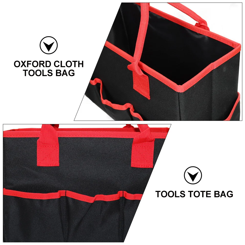 Bolsa de almacenamiento de herramientas de tela Oxford impermeable portátil organizador multibolsillo bolsa de mantenimiento de electricista profesional negro