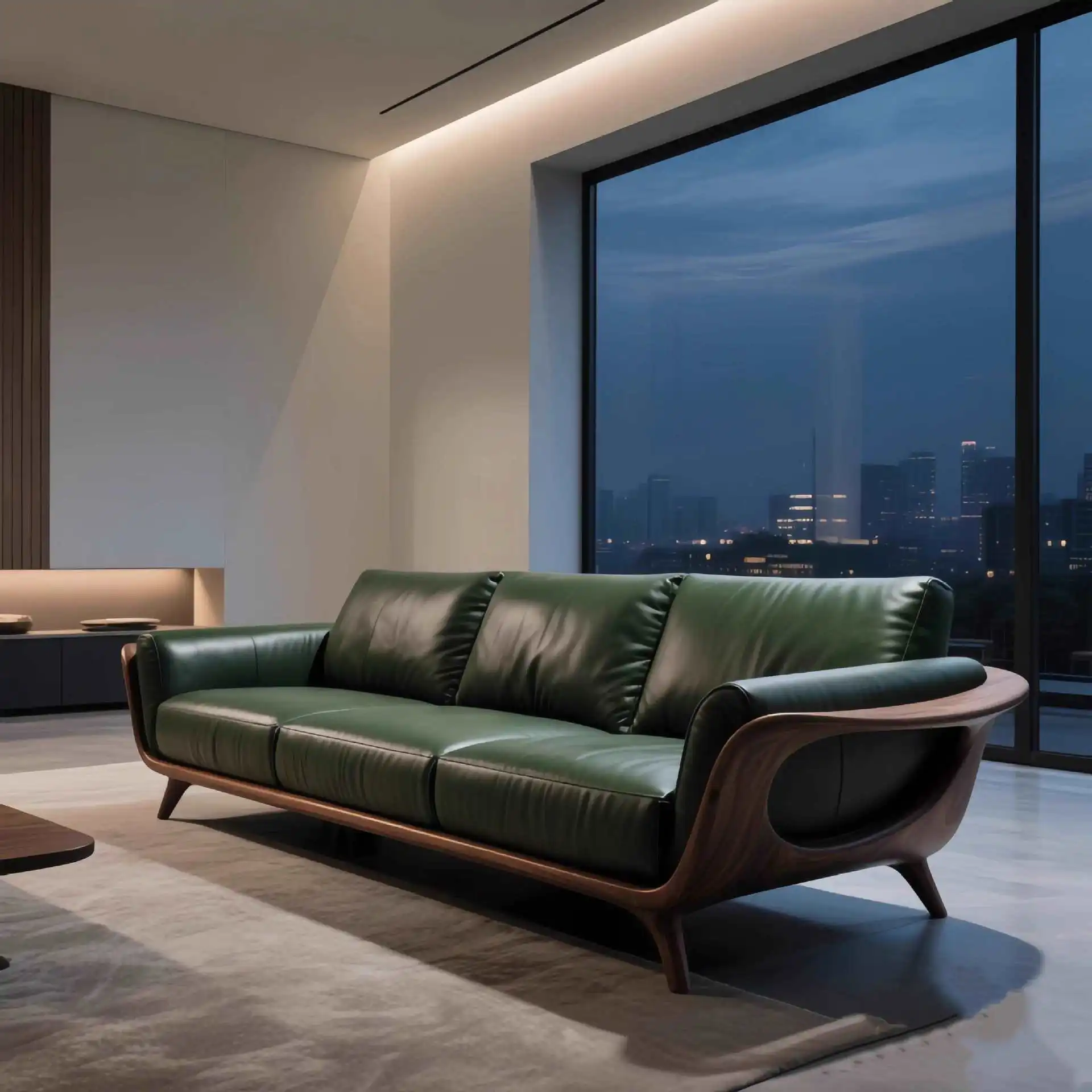 New Chinese Italian light luxury walnut solid wood sofa living room simple inline three-seater sofa new other