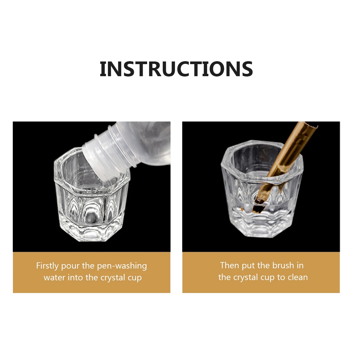 2 個クリスタルカップ蓋付きネイル液体容器ミニガラス混合アクリルパウダー透明耐久性のあるプロフェッショナル使用