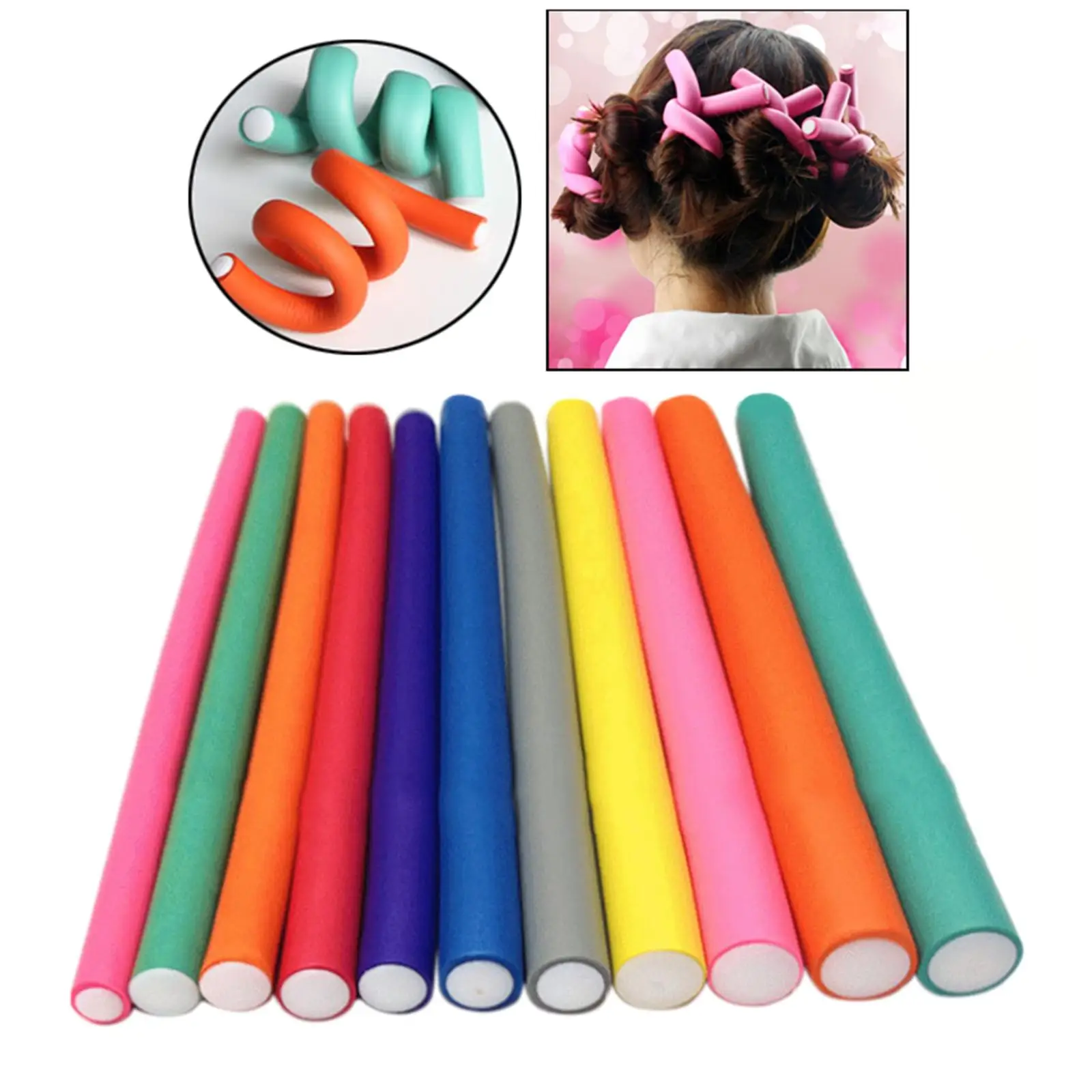 10Pcs 24cm Hair Foam Curler Roller Flexible Rods Easy Use Hair Styling