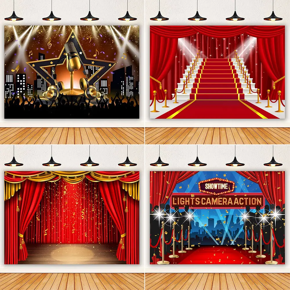 Cinema Movie Night Theme Photography Red Carpet Film Event Star Backdrop Adults Birthday Party Custom Decoration Prop