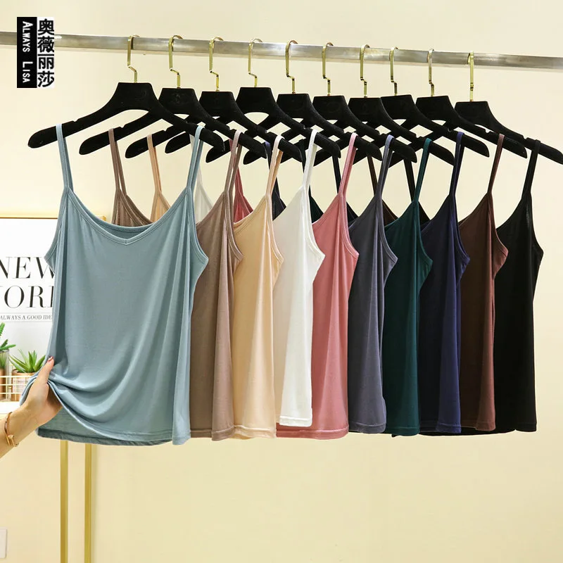 Modal camisole vest for women in summer, thin design with sleeveless lining, oversized loose and chubby fit, and a slim top for