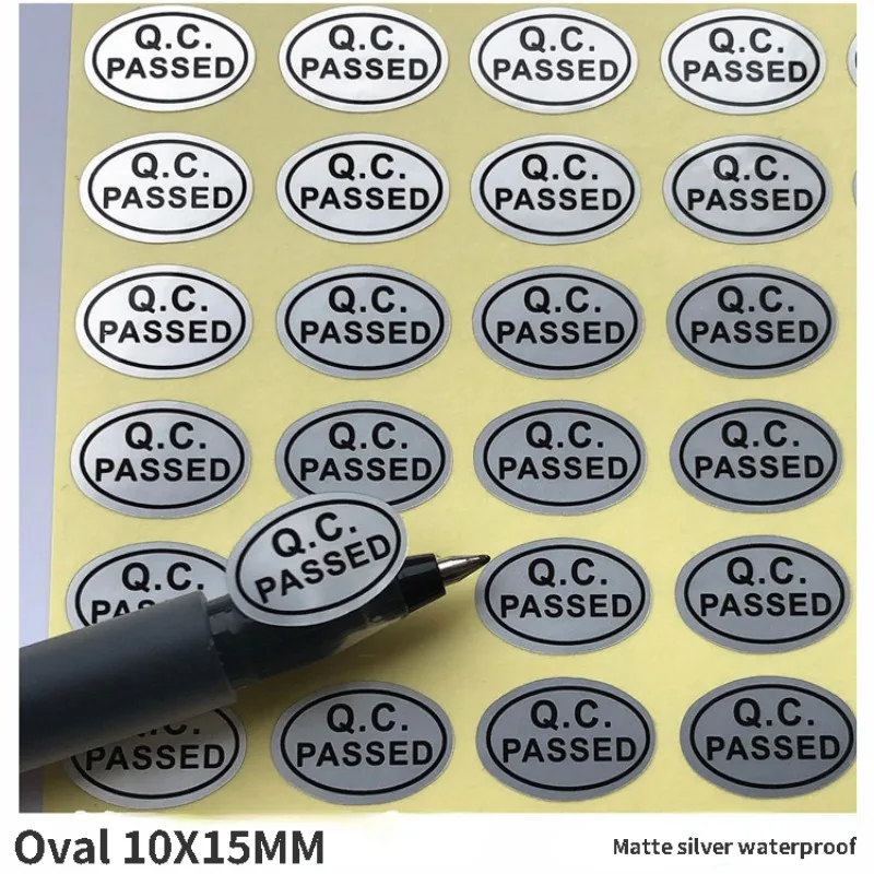 QCPASS-pegatinas adhesivas de calidad de fábrica, 100/120 piezas, inspección láser QC, impermeables y antifalsificaciones