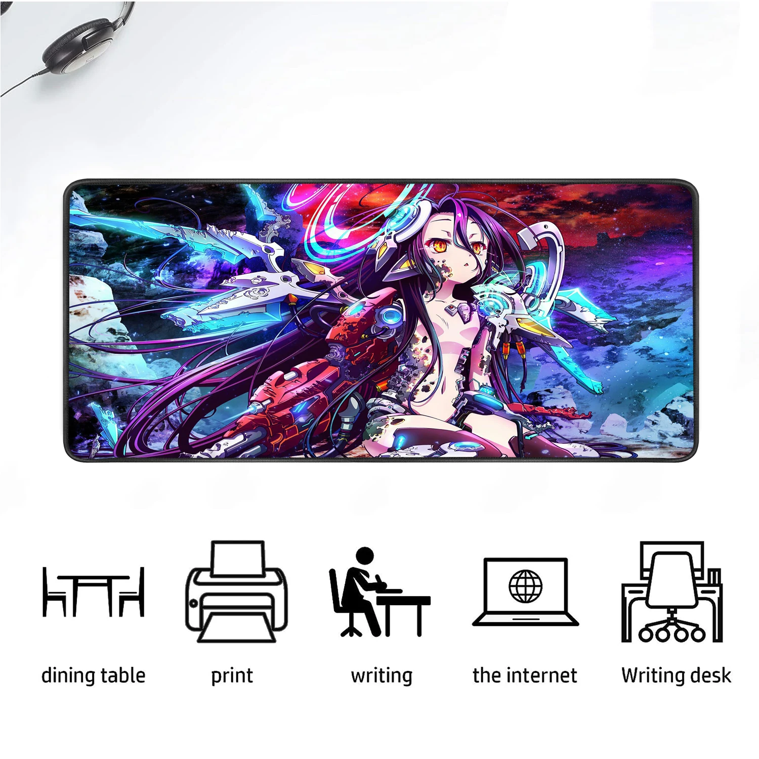 Alas Mouse Besar Anime Jepang Alas Meja Gadis Kawaii No Game Life Alas Karet Anti Selip Alas Mouse Keyboard Komputer Besar