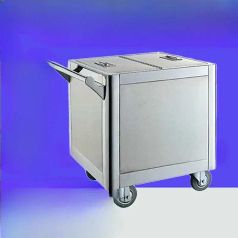 Stainless steel rice storage box square bucket with lid flour cart extra large mobile wheelbarrow