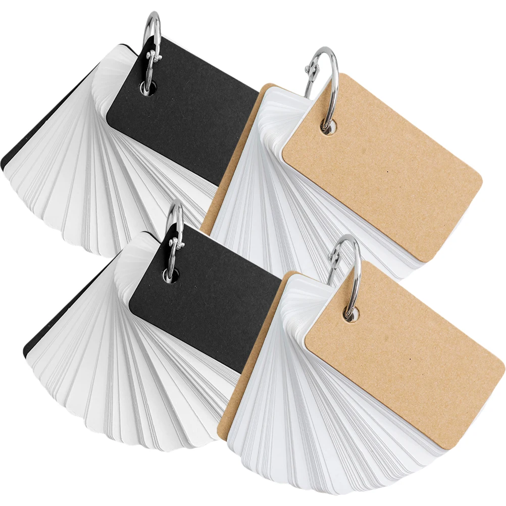 

4 Pcs Book Memory Cards Black Cover Blank Flashcards for Study Vocabulary School Notebooks Students Flashcards Students