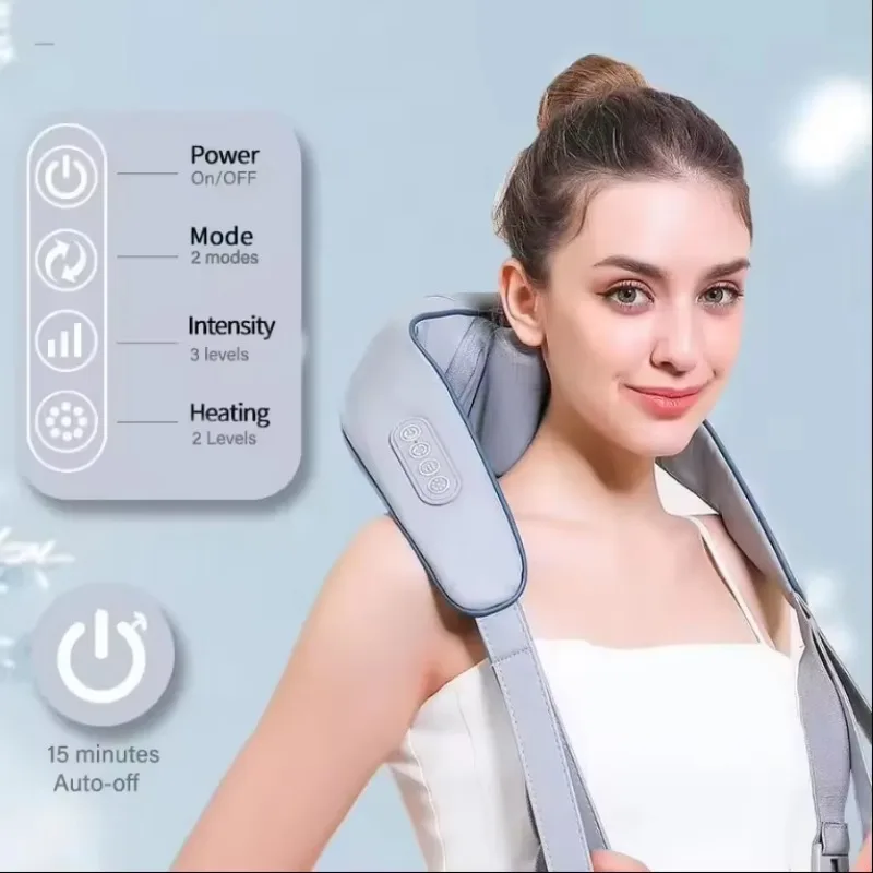 Portable Wireless 5D Kneading and Heating Therapy Shiatsu Back Massager Targeted Neck & Shoulder Massager