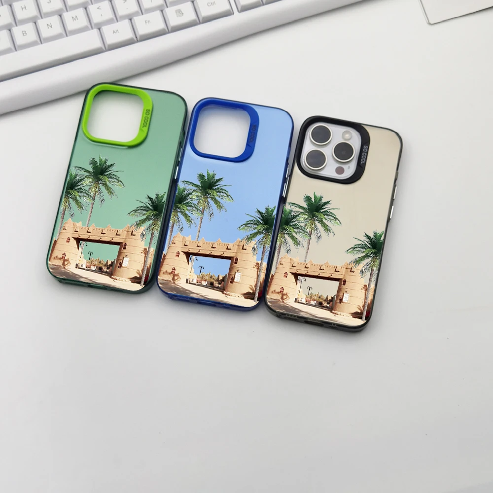 الفاخرة المملكة العربية السعودية شجرة جوز الهند جراب هاتف آيفون 12 13 14 15 برو ماكس 11 16 زائد 17 برو الهواء غطاء الهاتف Fundas