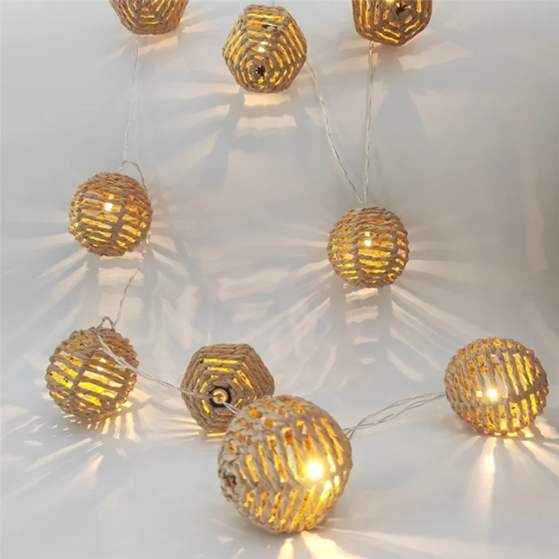 2.5M 10LED Paper Rattan Ball Light Decoration Christmas Festival Light String Light String Pendant Braided Light String