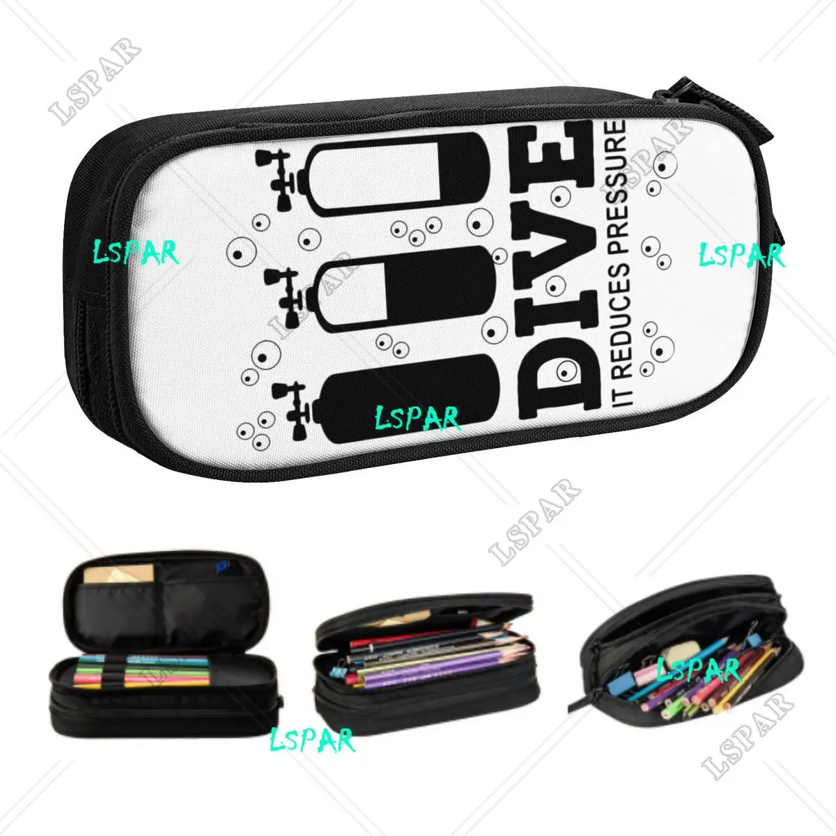 

Custom Scuba Diving Cute Pencil Case Girls Boys Large Capacity Dive Diver Quote Pencil Box School Supplies