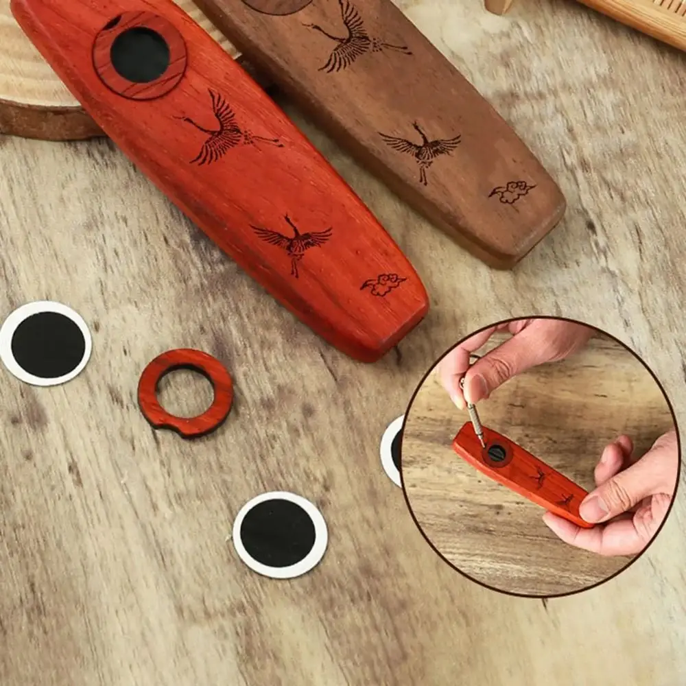 Mouth Harmonica Creative Wooden Kazoo Portable Easy To Learn Accompaniment Kazoo with Lanyards Smooth Wind Instrument Gift