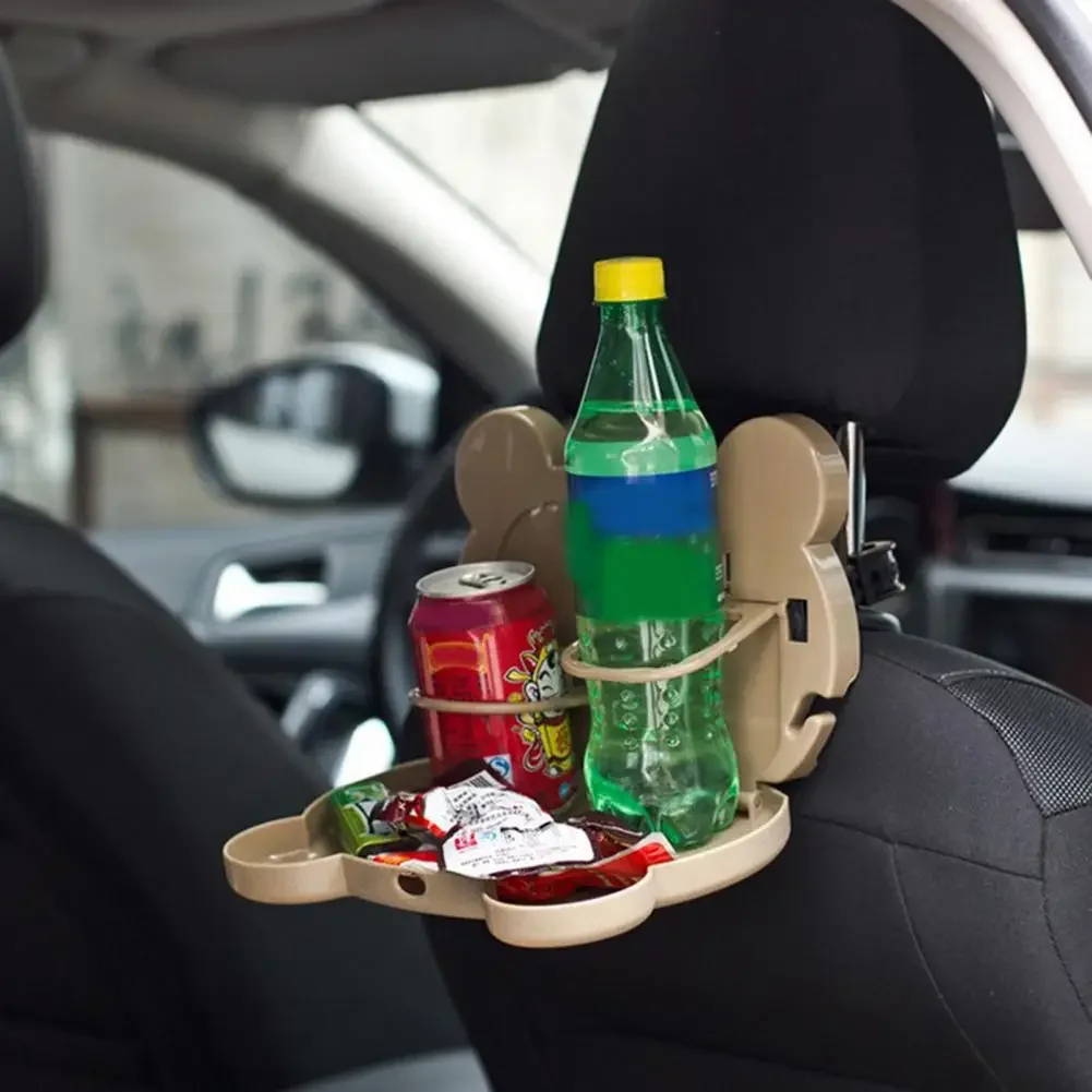 Cartoon-style In-car Foldable Dining Table and Desk, with a Rear Seat Car Cup Holder
