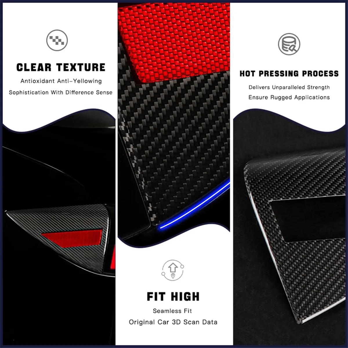 

Настоящее углеродное волокно для Tesla Model 3 Highland 2024, автомобильный порт для зарядки, обертка, накладка, внешние аксессуары-A51K