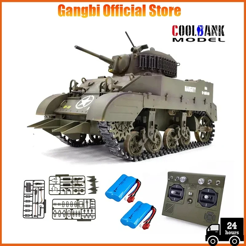 COOLBANK RC Tank scala 1/16 2.4ghz U.S. M5A1 modello di carro armato leggero study, serbatoi di controllo remoto con suono e luce per ragazzi adulti