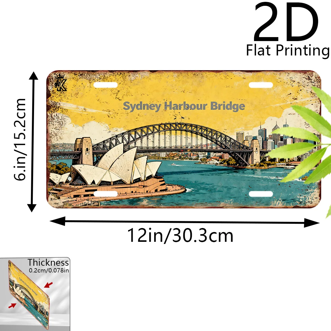 2D Flat, 1pc Vintage Sydney Harbour Bridge Metal Wall Art - 6