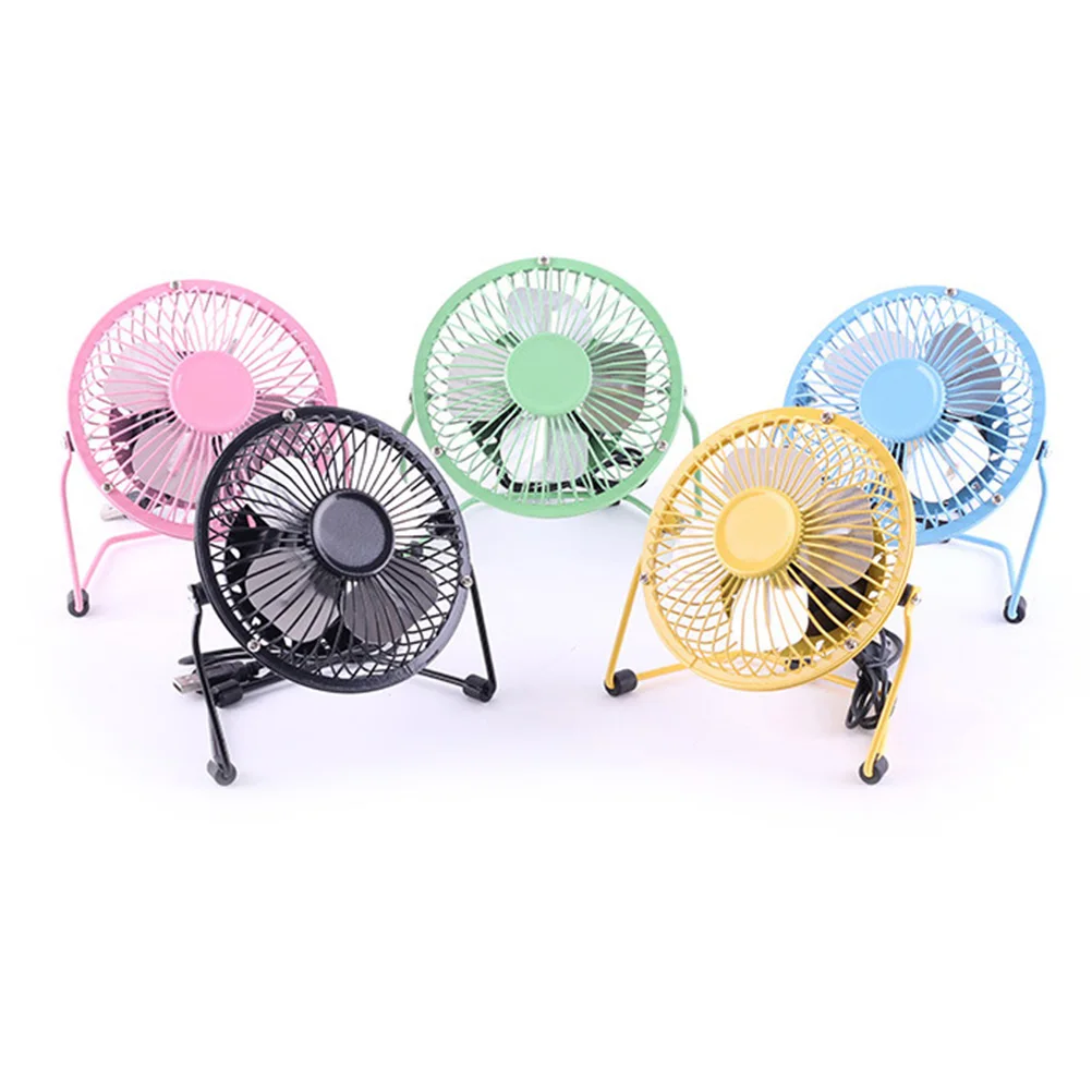 

4 Inch Mini Floor Fan USB Table Home Portable Pressure Resistant Metal Mesh Cover Adjustable Stand Quiet Cooling Blade Aluminum