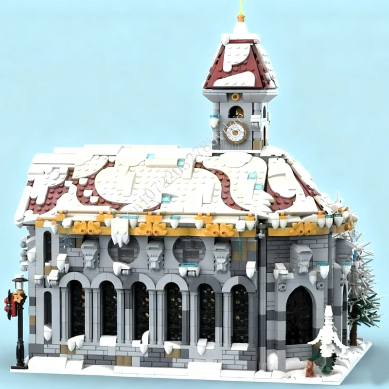4017 Uds. Catedral de pueblo de invierno MOC vista de calle creativa modelo de bloques de construcción arquitectura DIY juguetes de modelos educativos de ensamblaje