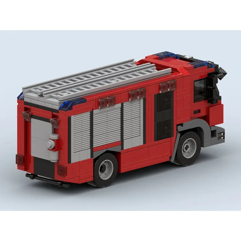 MOC-148852 rote neue kleine Stadt Feuerwehr auto Baustein Modell 579 Teile Moc kreative Junge Kinder Geburtstag Bausteine Spielzeug Geschenk