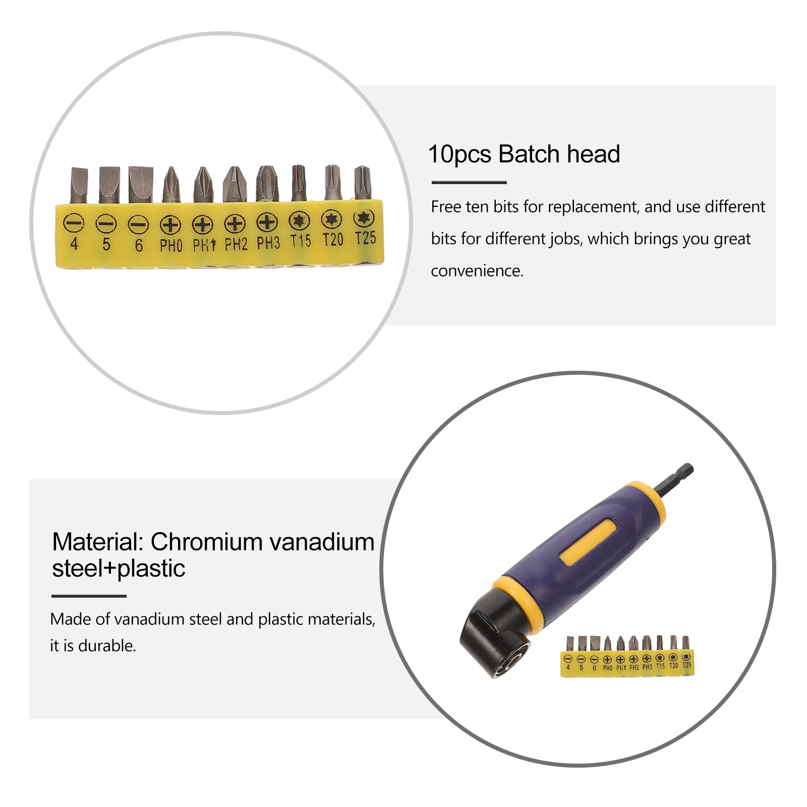 Bit Bender Angle Adapter 10 Free Bits Durable Material Right Angle Adapter Electric Drill Attachment Screwdriver