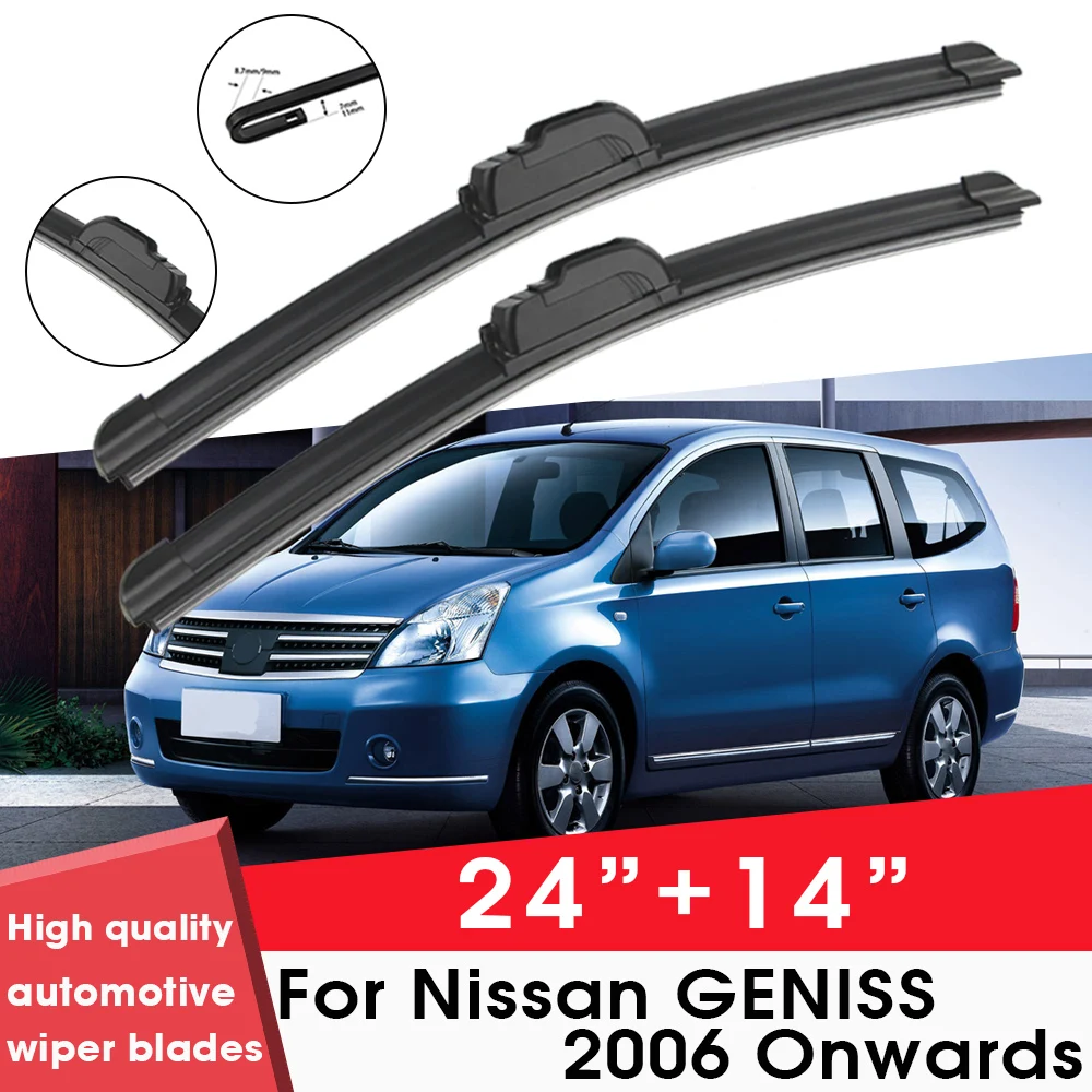 

Car Wiper Blade Blades For Nissan GENISS 2006 Onwards 24"+14" Windshield Windscreen Clean Rubber Silicon Cars Wipers Accessories