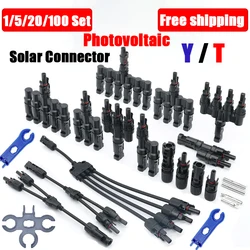 Photovoltaic Solar PV Connector Y Type T Type 30A 50A 1000V 1500V 3 4 5 6 7 Way Branch Connector Kit Wrench Battery Module Panel