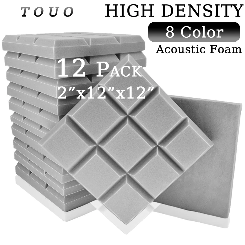 

TOUO Studio Acoustic Foams 12 Pcs High Density Beveled Edge Sound Insulation Foam KTV Room Wall soundproofing sound insulation