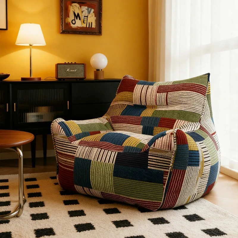 Pouf de balcon pour chambre à coucher, canapé-lit simple inclinable, petit canapé paresseux, pouf de style rétro avec rembourrage, mobilier de salon