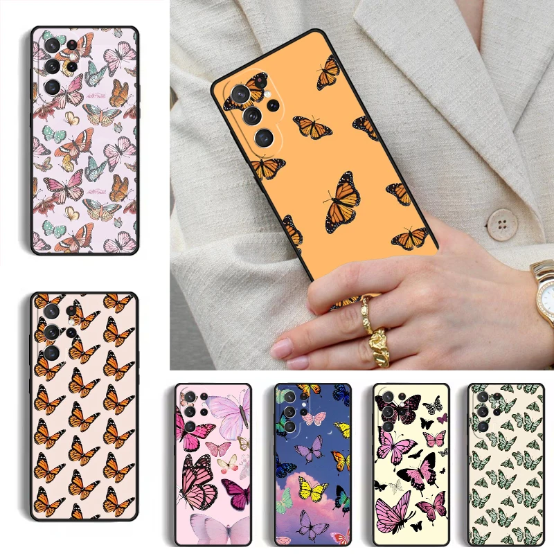 Cute Aesthetic Butterfly Phone Case for Samsung Galaxy S26 S25 Ultra S24 S23 S22 S21 Plus Note 10 Bumper Cover