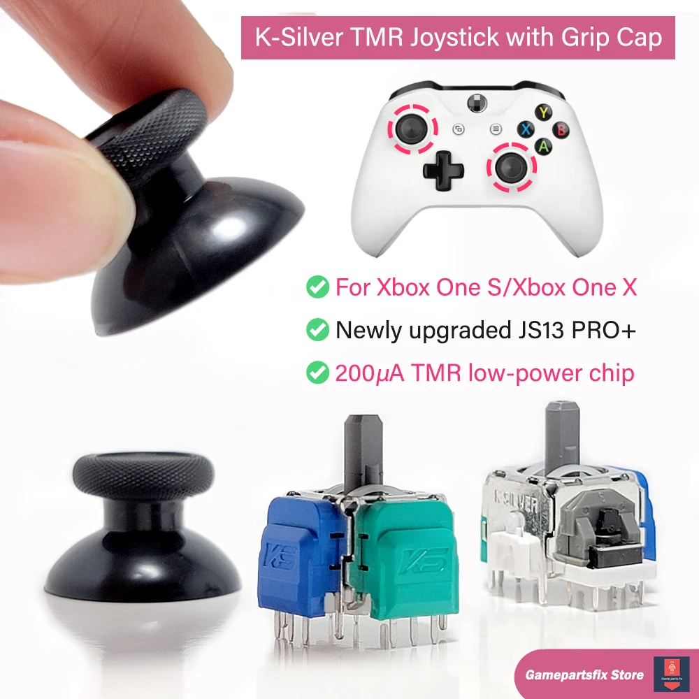 

2/10pcs K-Silver JS13 Pro+ TMR Joystick for Xbox One X Xbox One S Replacement Part 3D Analog Stick w ThumbStick Grip Cap