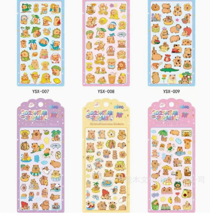 Nice Capybara Cute Cartoon 3d Relief Luminous Stickers Stereo Epoxy For Phone Case Diy Journal Scrapbooking Decoration