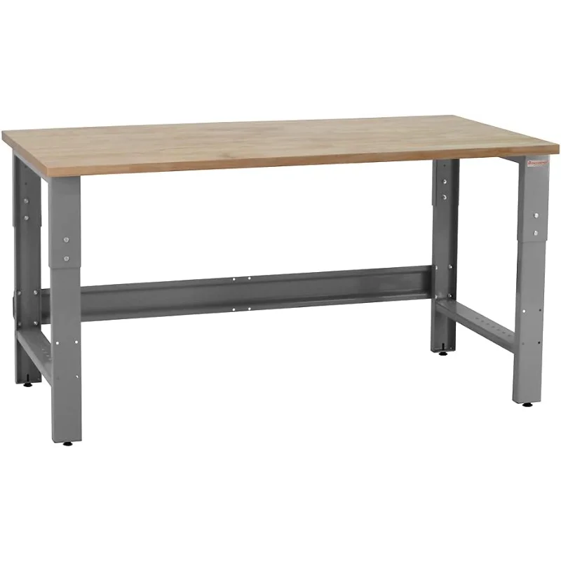 Mesa e bancada de trabalho: tampo de placa de partículas de 1", banco com altura ajustável - 24" P x 48" L x 30" - 36" H - da BenchPro
