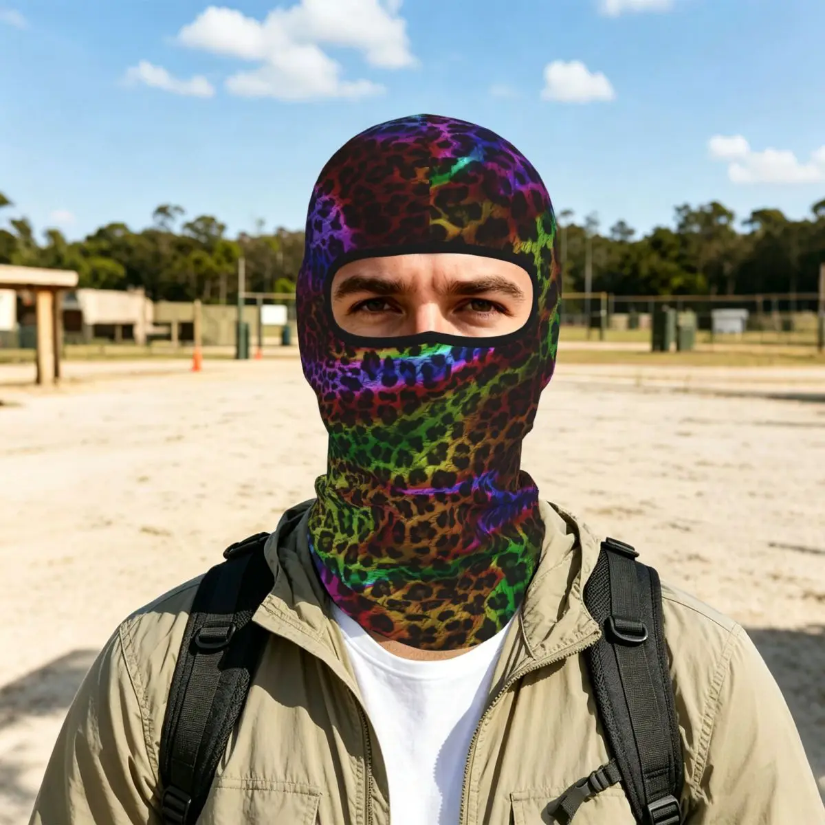 Leopard Print Outdoor Cool Sunscreen Motorcycle Face Moto Biker Wind Cap Mask Stopper Windproof Bicycle Cycling Headgear