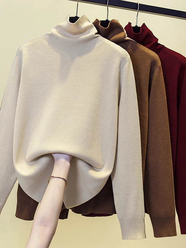 

plus Size Women's Fashionable Versatile Knitwear High Collar Long Sleeve Loose Fit Base Layer Winter 2026 New Arrival