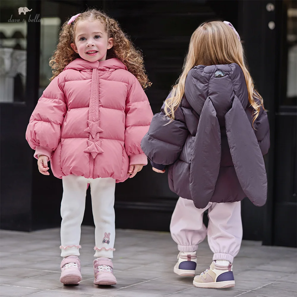 Dave Bella Girls Down Jacket Autumn Winter Baby Plush Waterproof Kids White Duck Down Coat Outerwear Children Clothing DB4254924