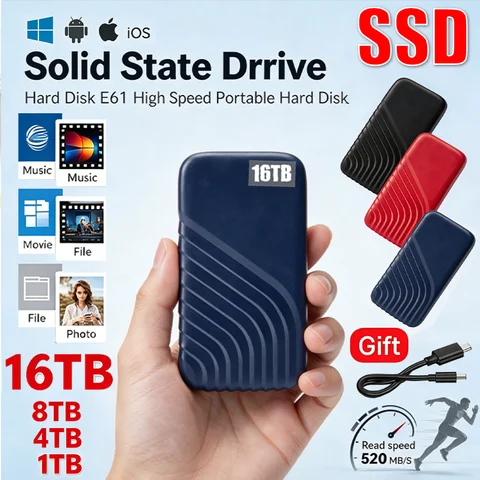 All-in-One Device Fast Interworking External SSD 4TB 18TB Type-C OTG High Speed Data Copy for Smartphone MacBook Chromebook